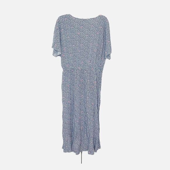 J. Crew Mercantile Women Size Medium Blue Floral Ruffle Faux Wrap Dress High-Low - Picture 10 of 10